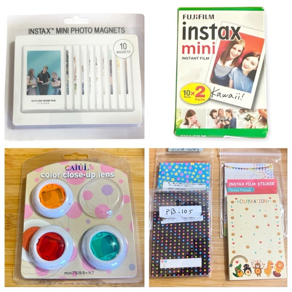 Instax Mini Accessory Lot: 2 Film Packs, Magnetic Frames, Lenses, and more - Picture 2 of 10